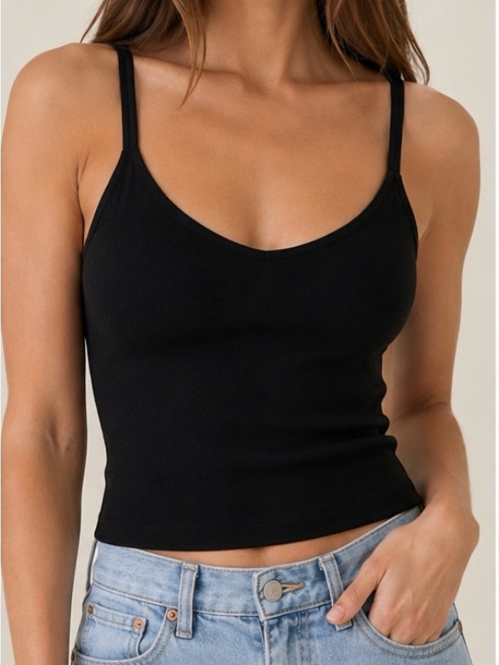 A.L.C. Black Structured Knit Tank Top Ring Strap Minimalist Luxury Size Small